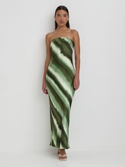 4th & Reckless Green Tessi Satin Printed Maxi Dress - Image 1 of 4