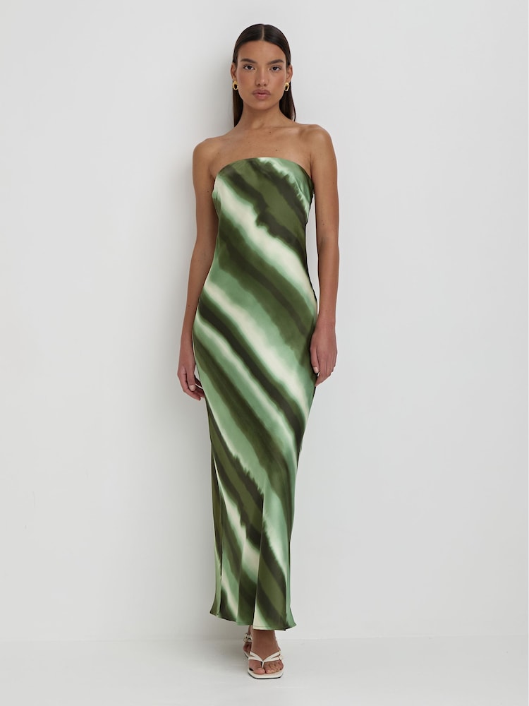 4th & Reckless Green Tessi Satin Printed Maxi Dress - Image 1 of 4