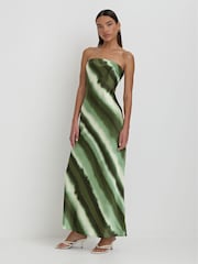 4th & Reckless Green Tessi Satin Printed Maxi Dress - Image 4 of 4