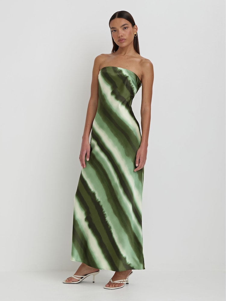 4th & Reckless Green Tessi Satin Printed Maxi Dress - Image 4 of 4