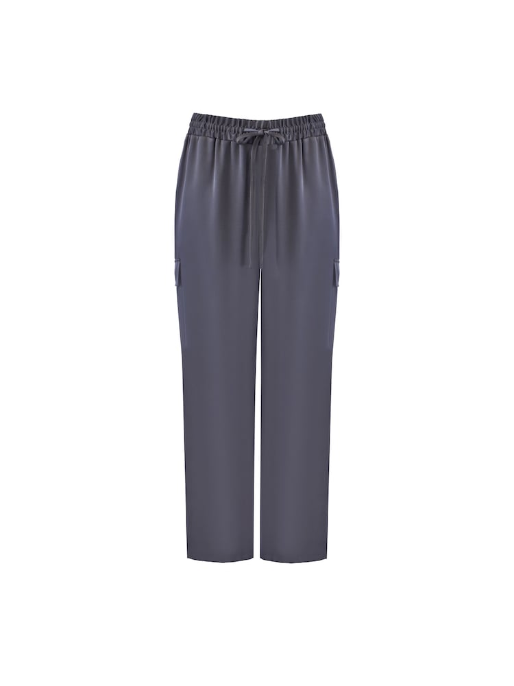 Live Unlimited Grey Curve Satin Cargo Trousers - Image 6 of 6
