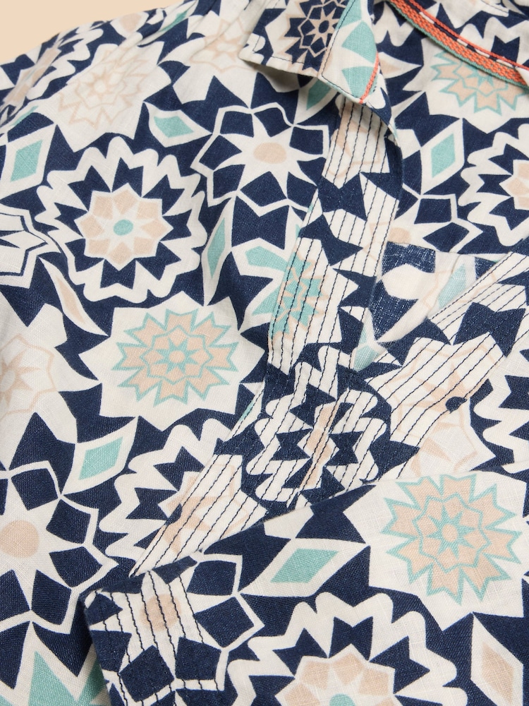 White Stuff Blue Blaire 100% Linen Tunic - Image 6 of 6