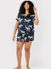 Chelsea Peers Blue Curve Satin Zebra Print  Short Pyjama Set - Image 1 of 5