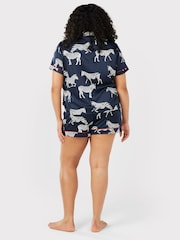 Chelsea Peers Blue Curve Satin Zebra Print  Short Pyjama Set - Image 2 of 5