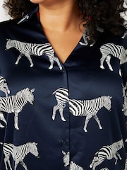 Chelsea Peers Blue Curve Satin Zebra Print  Short Pyjama Set - Image 5 of 5