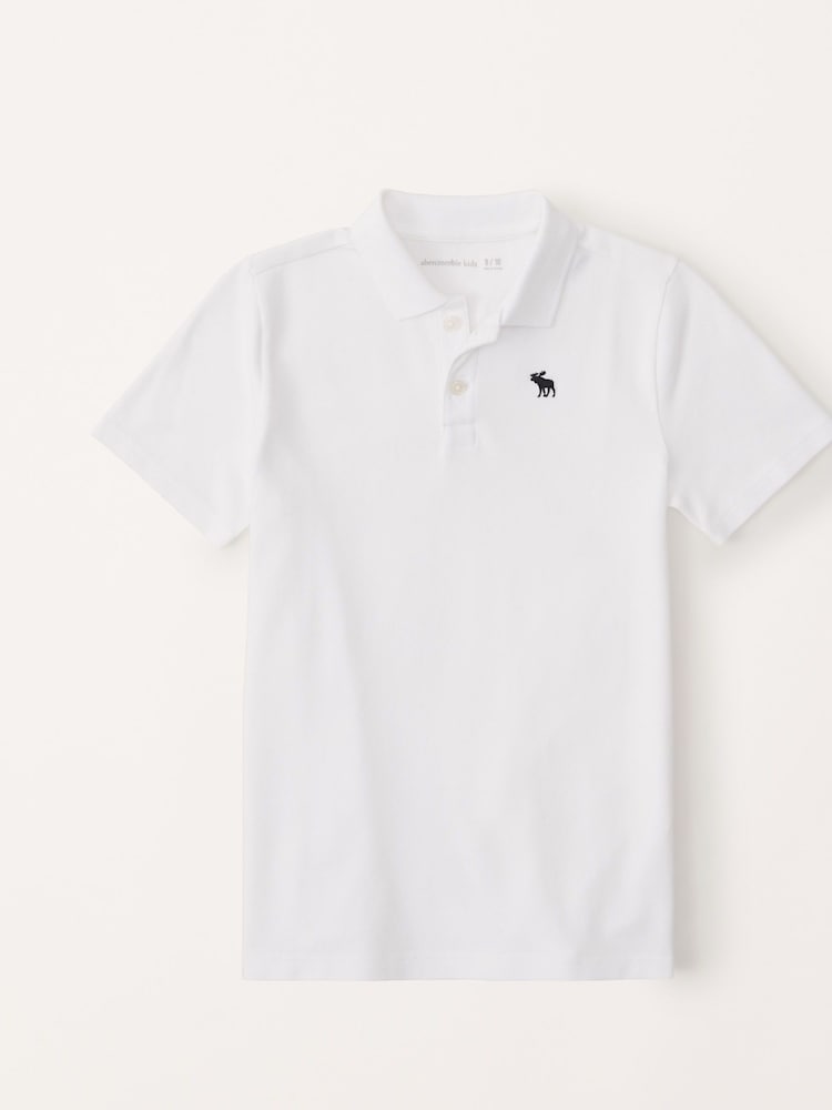 Abercrombie & Fitch Logo Pique White Polo Shirt - Image 1 of 1