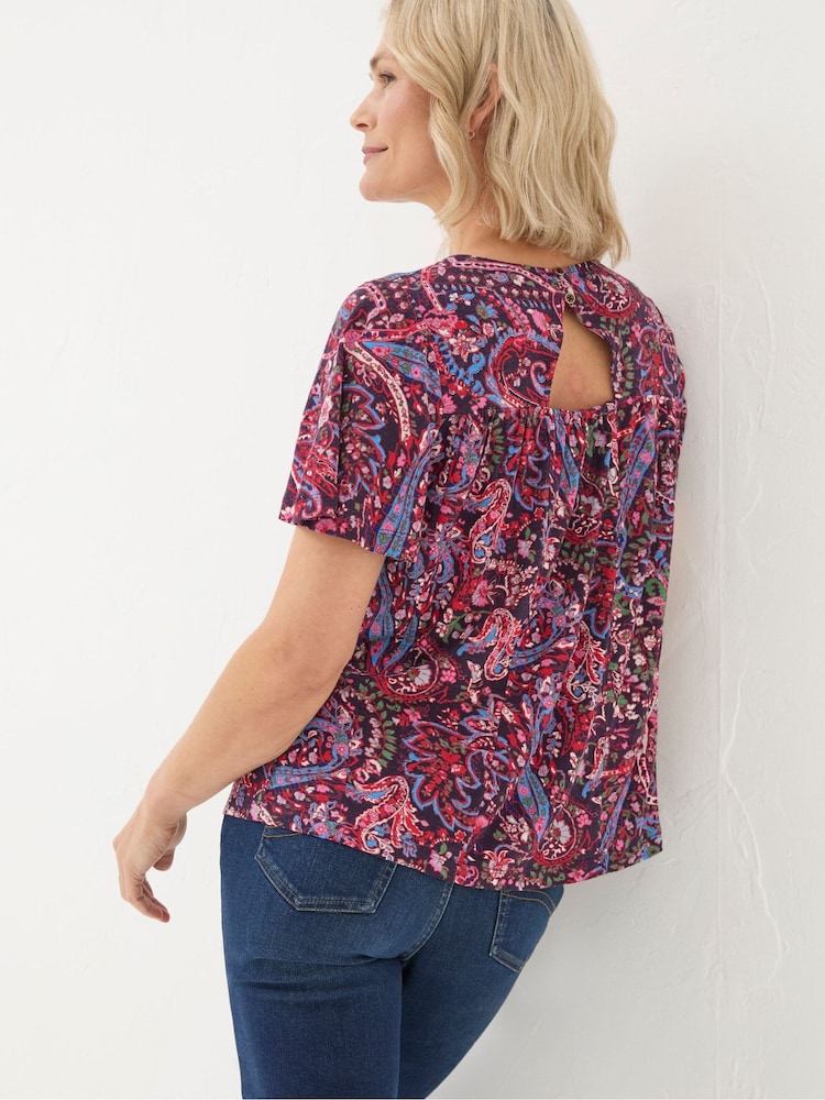 FatFace Purple Bright Paisley Top - Image 2 of 6