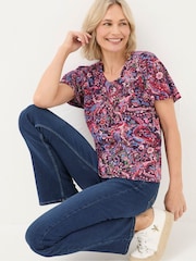 FatFace Purple Bright Paisley Top - Image 5 of 6