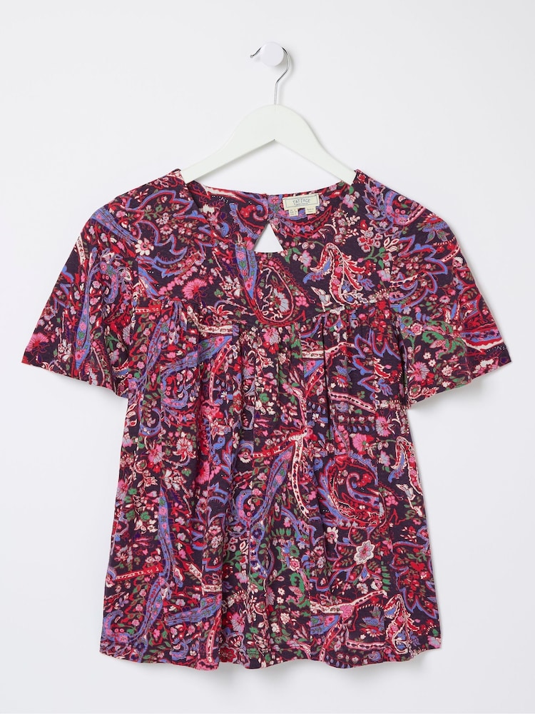 FatFace Purple Bright Paisley Top - Image 6 of 6