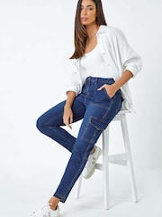 Roman Cotton Blend Cargo Stretch Jeans - Imagen 1 de 5
