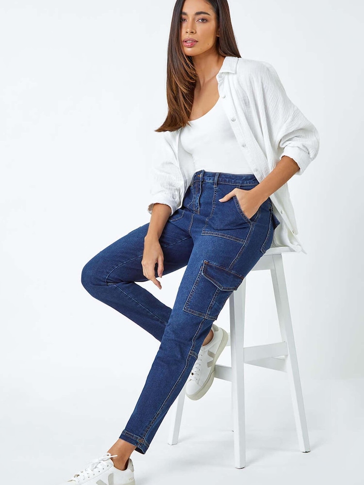 Roman Cotton Blend Cargo Stretch Jeans - Imagen 1 de 5 Roman Cotton Blend Cargo Stretch Jeans - Imagen 1 de 5