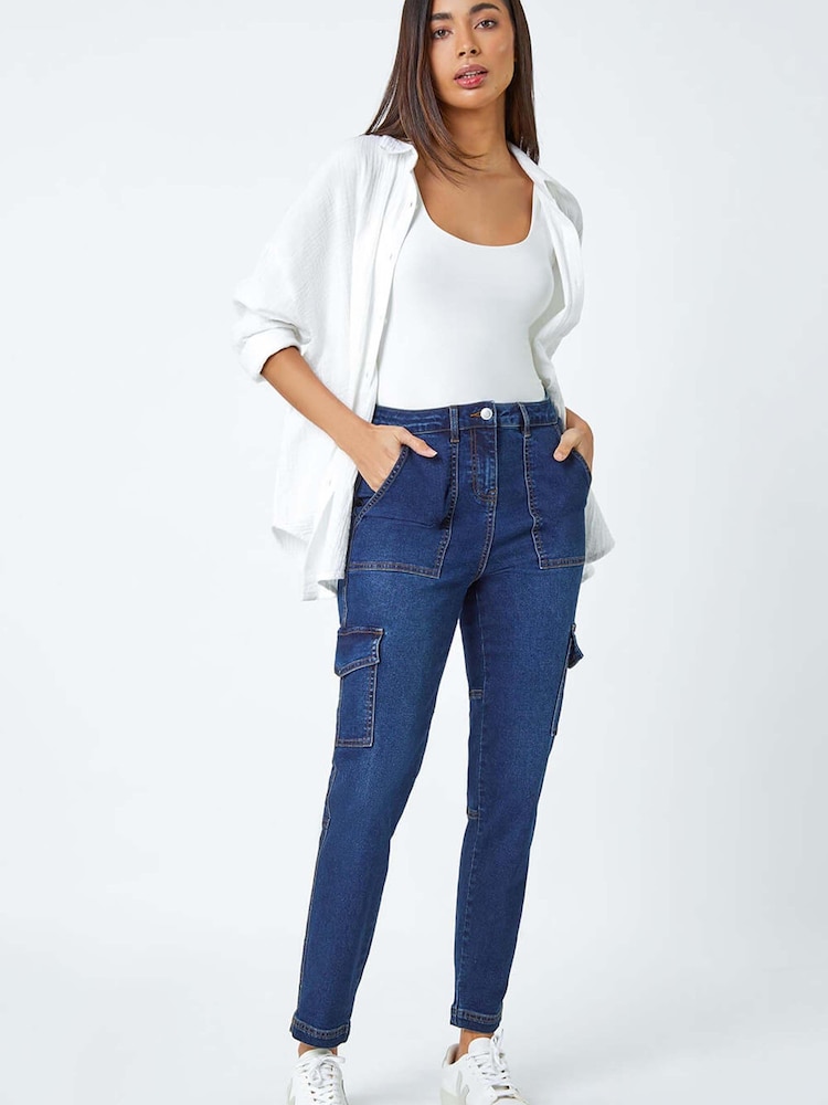Roman Cotton Blend Cargo Stretch Jeans - Imagen 2 de 5
