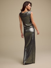 Metallic Sleeveless Maxi Cowl Neck Dress - Image 3 of 6