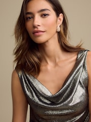 Metallic Sleeveless Maxi Cowl Neck Dress - Image 4 of 6
