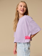 Reebok Girls Oversized Cropped 100% Cotton Graphic T-Shirt - Image 1 of 8