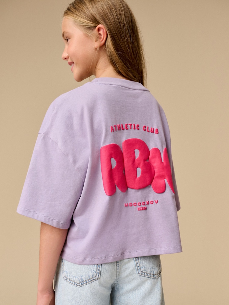 Reebok Girls Oversized Cropped 100% Cotton Graphic T-Shirt - Image 2 of 8
