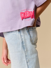 Reebok Girls Oversized Cropped 100% Cotton Graphic T-Shirt - Image 3 of 8
