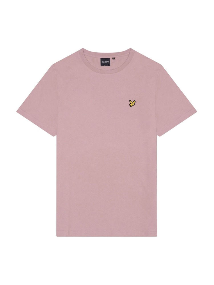 Бледно-розовый - Хлопковая футболка с вырезом под горло Lyle & Scott - Image 1 of 5