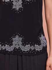 Love & Roses Black Petite Embroidered Cami - Image 2 of 4