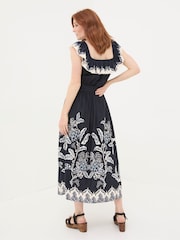 FatFace Ezra Blue Damask Midi Dress - Image 3 of 7