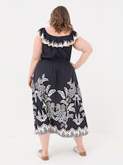FatFace Ezra Blue Damask Midi Dress - Image 5 of 7