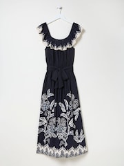FatFace Ezra Blue Damask Midi Dress - Image 7 of 7