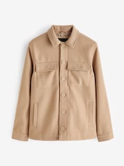Threadbare Light Brown Button Down Collared Shacket - Image 5 of 5