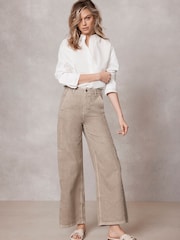 Mint Velvet Natural Light Indigo Crop Wide Utility Jeans - Image 2 of 4