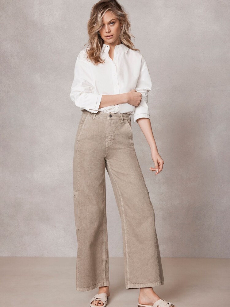 Mint Velvet Natural Light Indigo Crop Wide Utility Jeans - Image 2 of 4 Mint Velvet Natural Light Indigo Crop Wide Utility Jeans - Image 2 of 4