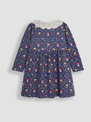 JoJo Maman Bébé Purple Toadstool Floral Broderie Collar Dress - Image 2 of 3