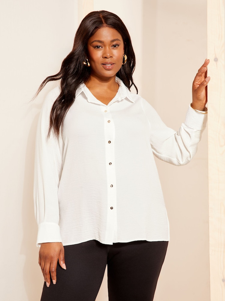 Curves Like These White Long Sleeve Relaxed Shirt - Image 1 of 4
