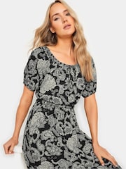 Long Tall Sally Black Paisley Print Bardot Midaxi Dress - Image 4 of 5
