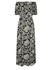 Long Tall Sally Black Paisley Print Bardot Midaxi Dress - Image 5 of 5