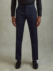 Reiss Bright Blue Destiny Wool Side Adjuster Slim Fit Trousers - Image 1 of 6