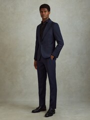 Reiss Bright Blue Destiny Wool Side Adjuster Slim Fit Trousers - Image 3 of 6
