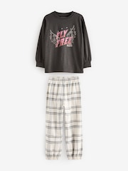 Темно-серый - Woven Graphic 100% Cotton Pyjamas 1 Pack (3-16yrs) - Изображение 4 из 7