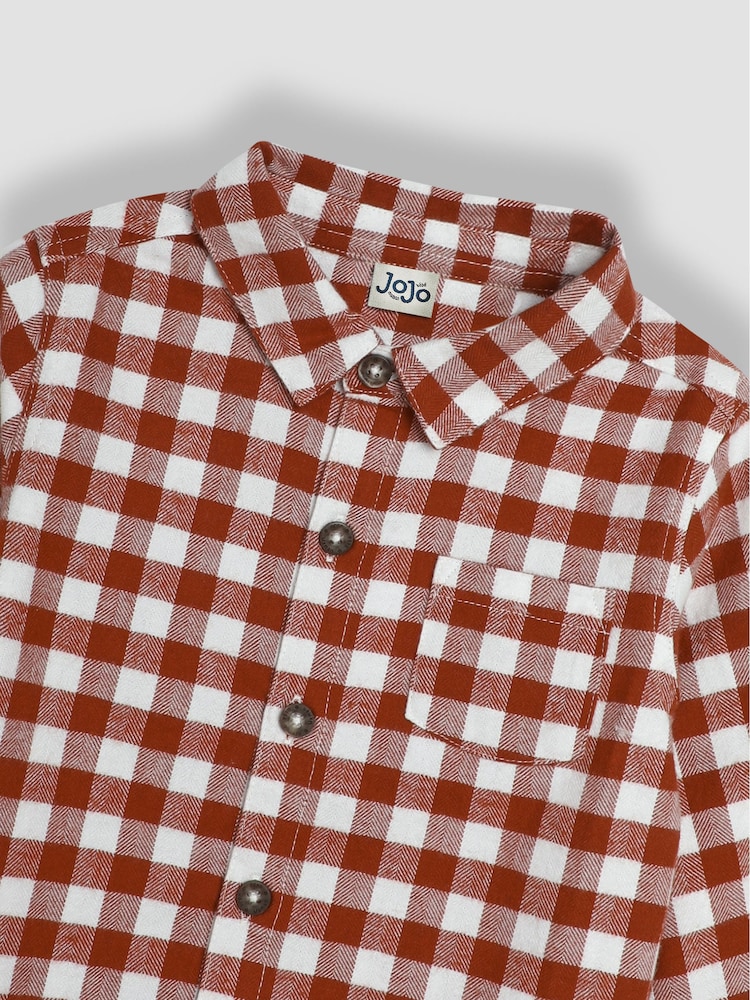 JoJo Maman Bébé Rust Gingham Shirt - Image 3 of 3