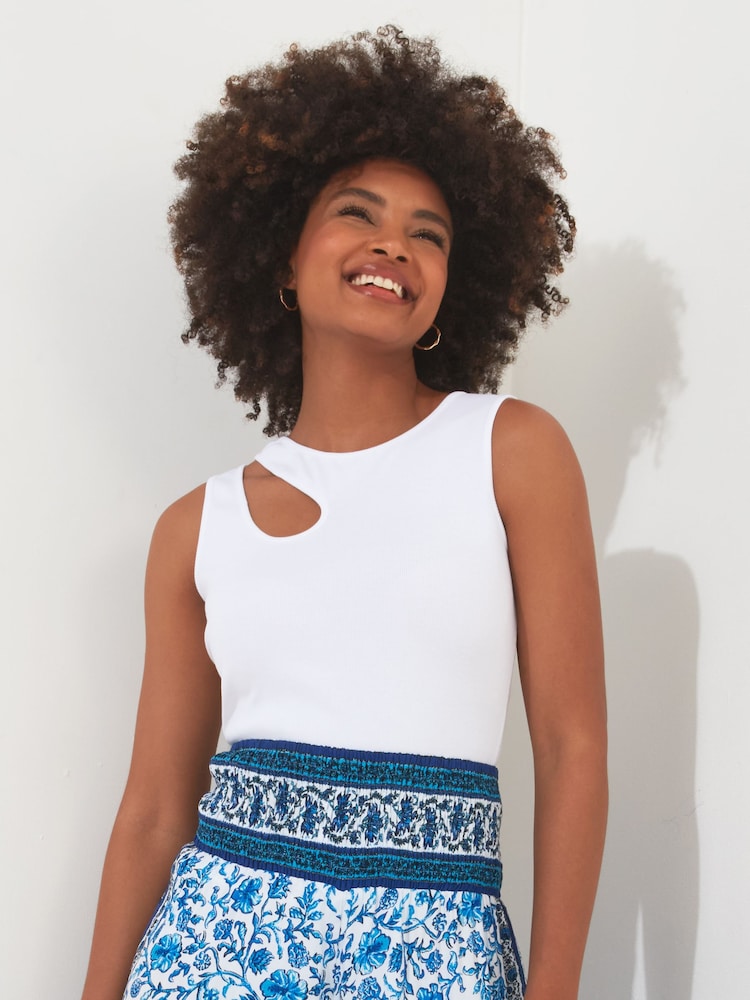 Joe Browns White Asymmetric Cut Out Ribbed Vest Top - Image 1 of 5 Joe Browns White Asymmetric Cut Out Ribbed Vest Top - Image 1 of 5