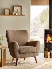 Teddy Boucle Mink Natural Wilson II Highback Grande Armchair - Image 1 of 7