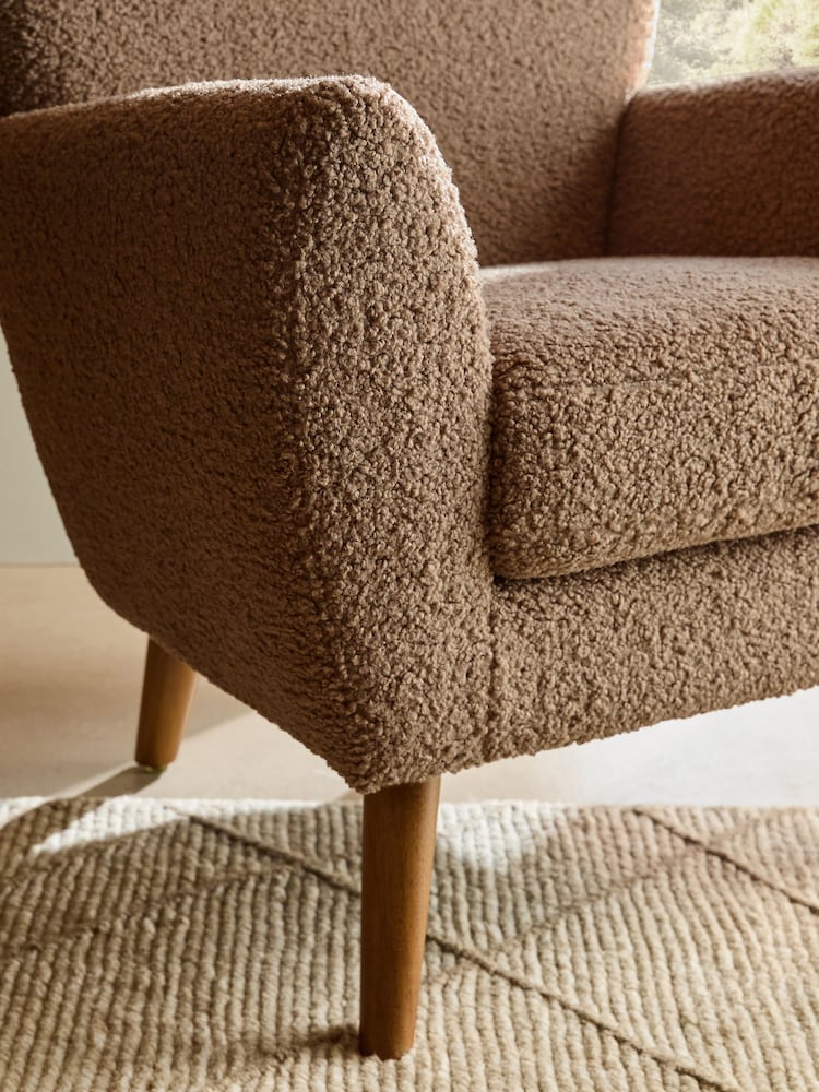 Teddy Boucle Mink Natural Wilson II Highback Grande Armchair - Image 2 of 7