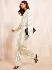 Friends Like These Black/White One Shoulder Long Sleeve Slash Top Co Ord - Image 3 of 5