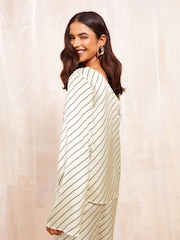 Friends Like These Black/White One Shoulder Long Sleeve Slash Top Co Ord - Image 4 of 5