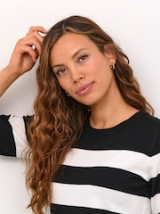 Kaffe Black/chrome Lizza Striped Knit Top - Image 4 of 6