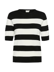 Kaffe Black/chrome Lizza Striped Knit Top - Image 5 of 6