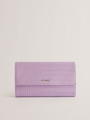 Ted Baker Purple Abbiiss Croc Effect Travel Wallet - Image 1 of 4