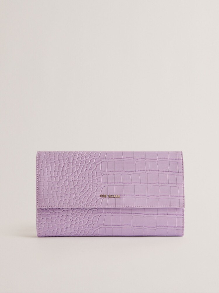 Ted Baker Purple Abbiiss Croc Effect Travel Wallet - Image 1 of 4