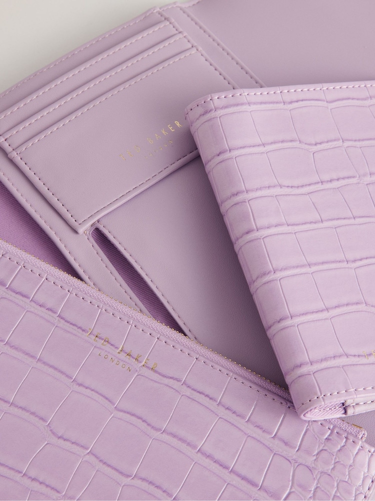 Ted Baker Purple Abbiiss Croc Effect Travel Wallet - Image 4 of 4