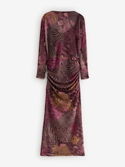 Abstract Animal Print Mesh Batwing Sleeve Maxi Dress - Image 6 of 7