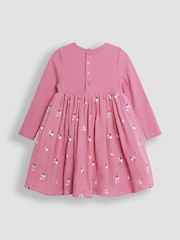 JoJo Maman Bébé Rose Pink Floral Embroidered Rib Cheesecloth Dress - Image 2 of 3