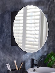 Clear Scalloped Round Mirrored Wall Cabinet - Image 1 of 1